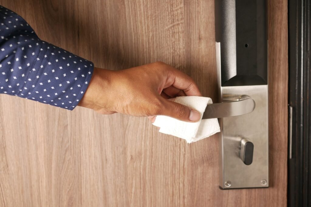 Nettoyage et entretien d'un clavier de serrure connectée électronique